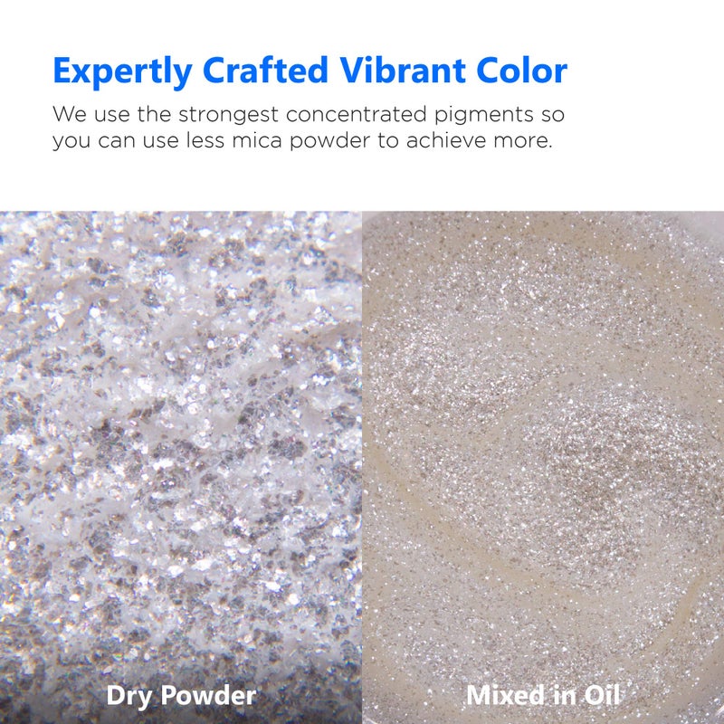 Rolio Premium Mica Powder - Pearl White (50G / 1.76oz) - 1 Jar of White Pigment Powder for Epoxy Resin, Dye, Soap Making, Nail Polish, Paint, Candle Making, Bath Bombs, Slime - Image 2